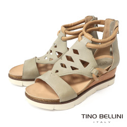 TINO BELLINI 貝里尼 歐洲進口 MJUS 編織繞踝楔型涼鞋FS8M001-3(米色)
