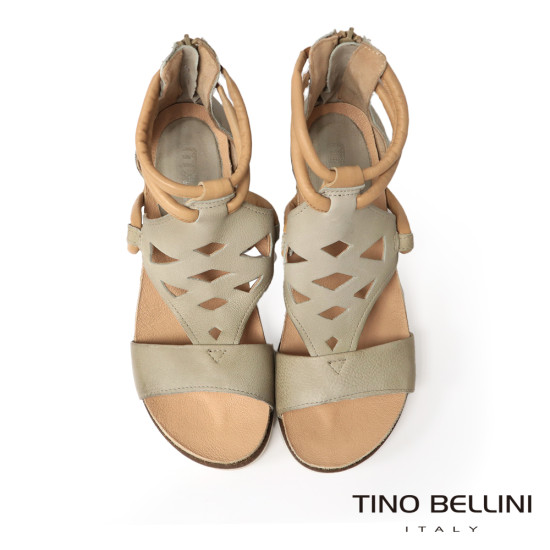 TINO BELLINI 貝里尼 歐洲進口 MJUS 編織繞踝楔型涼鞋FS8M001-3(米色)