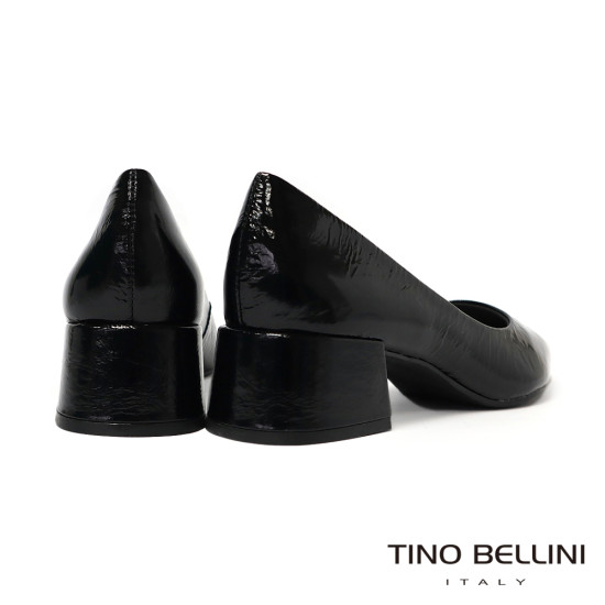 TINO BELLINI 貝里尼 巴西進口 真皮 尖頭 粗跟 包鞋 FSCV011A-1(黑色)