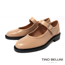 TINO BELLINI 貝里尼 義大利進口 漆亮面 真皮 平底 娃娃鞋 FWBV041-3(米色)