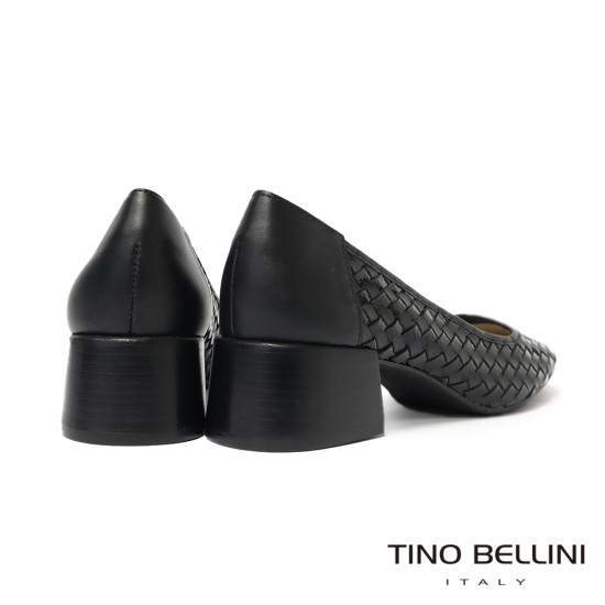 TINO BELLINI 貝里尼 巴西進口 方頭 編織 低跟 包鞋 FWCV041-1(黑色)