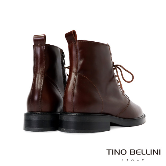 TINO BELLINI 貝里尼 真皮 帥氣 短筒 平底 軍靴 FWMT015-6(巧克力色)