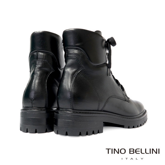 TINO BELLINI 貝里尼 真皮帥氣中筒平底軍靴FWMV017-1(黑色)