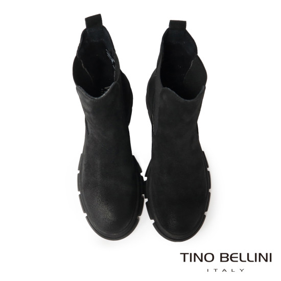 TINO BELLINI 貝里尼 麂皮 拼接彈性 切爾西 短筒靴 FWMV018-1(黑色) 