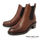 【TINO BELLINI 貝里尼】經典 真皮 拼接彈性 切爾西 短筒靴 FWNT043-9(駝色)