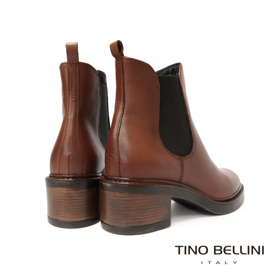 【TINO BELLINI 貝里尼】經典 真皮 拼接彈性 切爾西 短筒靴 FWNT043-9(駝色)
