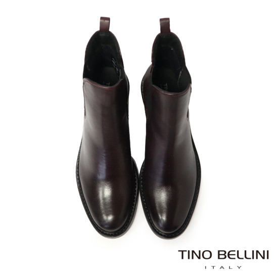 【TINO BELLINI 貝里尼】經典 真皮 拼接彈性 切爾西 短筒靴 FWNT043-A(酒紅色)