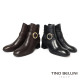 TINO BELLINI 貝里尼 金屬 圓形飾扣 潮流拼接 短靴 FWNT045-6(咖啡色)