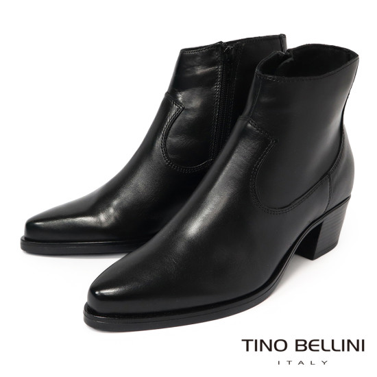 TINO BELLINI 貝里尼 素面真皮尖頭短靴FWNV027-1(黑色)