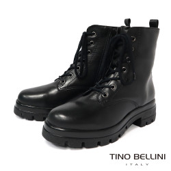 【TINO BELLINI 貝里尼】沉穩帶俏 真皮 中靴 FWNV030-1(黑色)