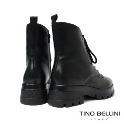 【TINO BELLINI 貝里尼】沉穩帶俏 真皮 中靴 FWNV030-1(黑色)
