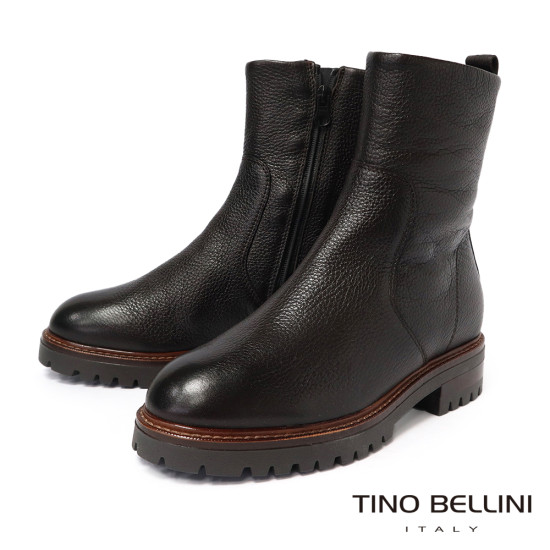 TINO BELLINI 貝里尼 真皮壓紋平底中統靴FWST004-6(咖啡色)