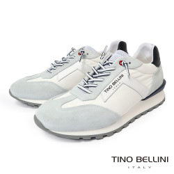 TINO BELLINI 貝里尼 葡萄牙進口 都會風尚麂皮撞色德訓鞋 休閒鞋 HM4T028-0(白色)