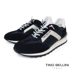TINO BELLINI 貝里尼 葡萄牙進口 都會風尚麂皮撞色德訓鞋 休閒鞋 HM4T028-4(藍色)