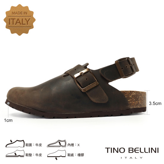 TINO BELLINI 貝里尼 歐洲進口 BIONATURA 腳床舒適鞋 真皮 軟木軟底鞋 FS0B002-6(咖色) 