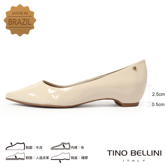 TINO BELLINI 貝里尼 巴西進口 真皮漆皮尖頭低跟鞋FSBV022A-R