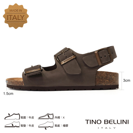 TINO BELLINI 貝里尼 歐洲進口 BIONATURA 腳床舒適鞋 真皮 軟木軟底 涼拖鞋FSJB001-6