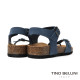 TINO BELLINI 貝里尼 歐洲進口 BIONATURA 腳床舒適鞋 真皮 軟木軟底 夾腳 涼拖鞋 FSJB002-4(藍色)