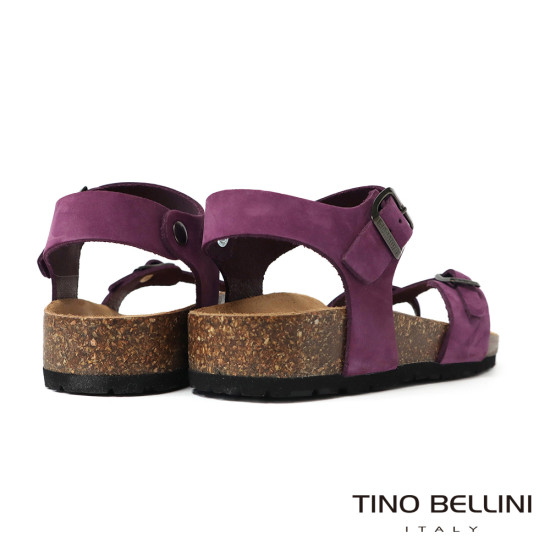 TINO BELLINI 貝里尼 歐洲進口 BIONATURA 腳床舒適鞋 真皮 軟木軟底 夾腳 涼拖鞋 FSJB002-8(紫色)