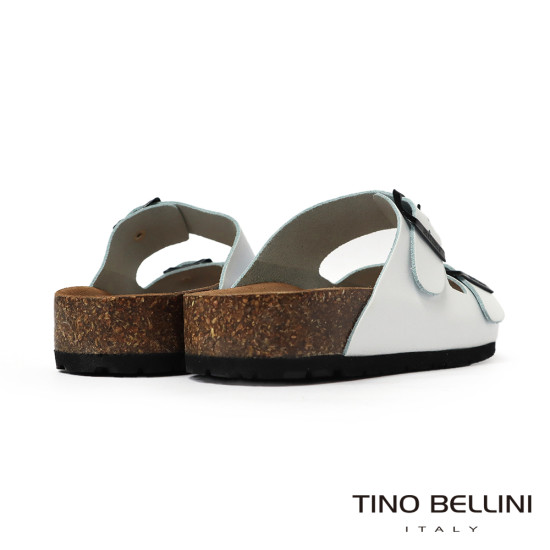 TINO BELLINI 貝里尼 歐洲進口 BIONATURA 腳床舒適鞋 真皮 雙飾扣造型 軟木軟底 拖鞋FSQB001-0