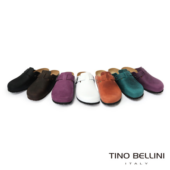 TINO BELLINI 貝里尼 歐洲進口 BIONATURA 腳床舒適鞋 真皮 經典造型 軟木軟底 拖鞋 FZ0B001-1(黑色)