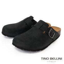TINO BELLINI 貝里尼 歐洲進口 BIONATURA 腳床舒適鞋 真皮 經典造型 軟木軟底 拖鞋 FZ0B001-1(黑色)