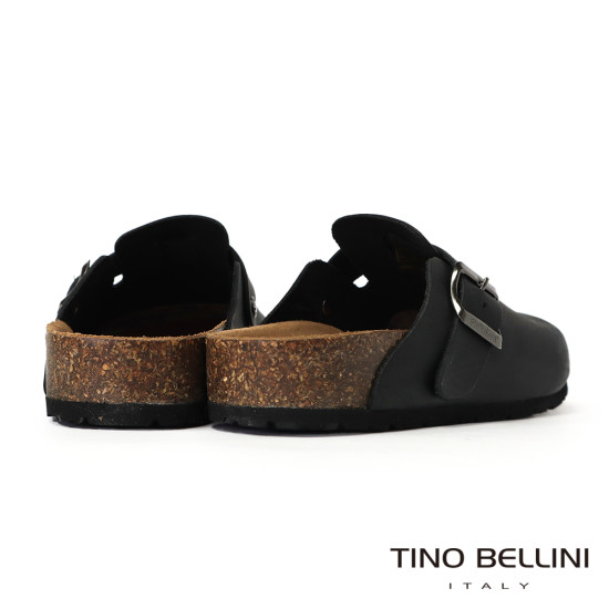 TINO BELLINI 貝里尼 歐洲進口 BIONATURA 腳床舒適鞋 真皮 經典造型 軟木軟底 拖鞋 FZ0B001-1(黑色)