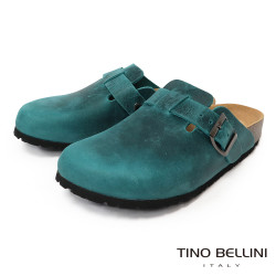 TINO BELLINI 貝里尼 歐洲進口 BIONATURA 腳床舒適鞋 真皮 經典造型 軟木軟底 拖鞋FZ0B001-4(藍色)