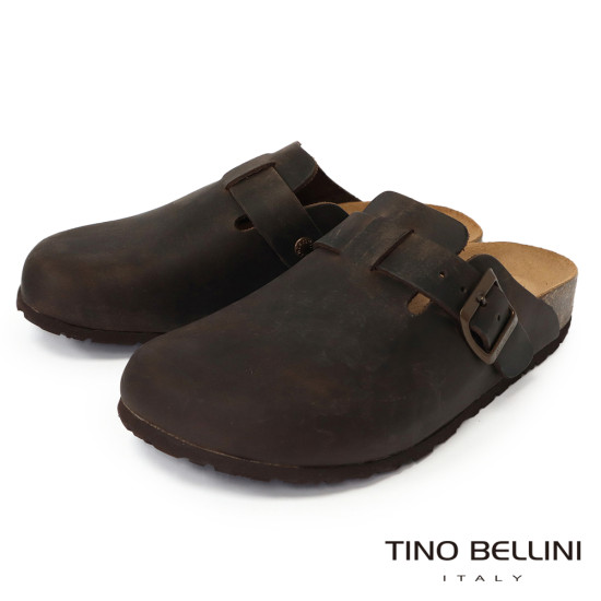 TINO BELLINI 貝里尼 歐洲進口 BIONATURA 腳床舒適鞋 真皮 經典造型 軟木軟底 拖鞋 FZ0B001-6(咖色)