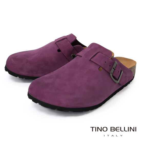 TINO BELLINI 貝里尼 歐洲進口 BIONATURA 腳床舒適鞋 真皮 經典造型 軟木軟底 拖鞋 FZ0B001-8(紫色)