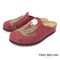 TINO BELLINI 貝里尼 歐洲進口 BIONATURA 腳床舒適鞋 羊毛氈 月下貓 軟木軟底 拖鞋 FZ4B001-2(紅色)