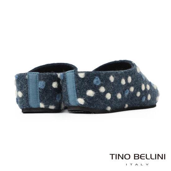 TINO BELLINI 貝里尼 歐洲進口 BIONATURA 腳床舒適鞋 羊毛氈 點點 軟木軟底 拖鞋 FZ4B006-4(藍色)