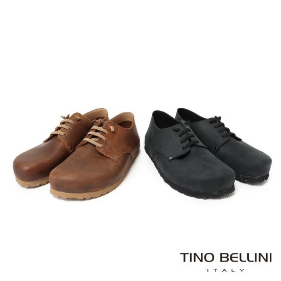 TINO BELLINI 貝里尼 歐洲進口 BIONATURA 腳床舒適鞋 繫帶造型  軟木軟底 休閒鞋 FZCB001-1(黑色)