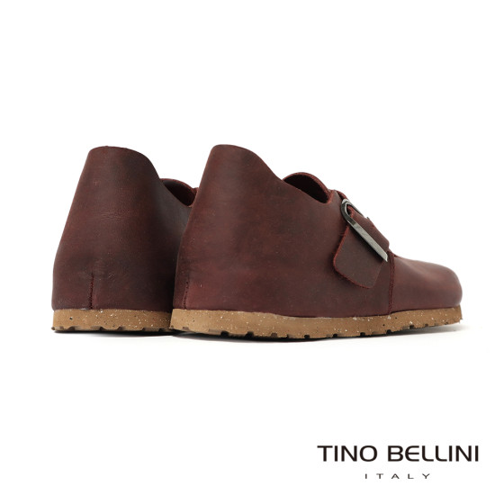 TINO BELLINI 貝里尼 歐洲進口 BIONATURA 腳床舒適鞋 飾扣造型  軟木軟底 休閒鞋 FZCB002-A(酒紅色)