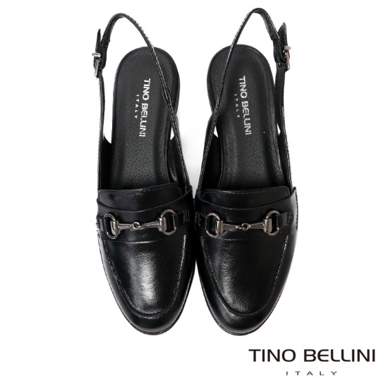 TINO BELLINI 貝里尼 巴西進口 復古飾扣露跟樂福鞋FW0T001-1(黑色)
