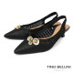 TINO BELLINI 貝里尼 巴西進口 氣質女神金色圓球飾釦尖頭低跟鞋FW1T013-1(黑色)