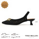 TINO BELLINI 貝里尼 巴西進口 氣質女神金色圓球飾釦尖頭低跟鞋FW1T013-1(黑色)