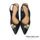 TINO BELLINI 貝里尼 巴西進口 氣質女神金色圓球飾釦尖頭低跟鞋FW1T013-1(黑色)