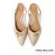 TINO BELLINI 貝里尼 巴西進口 氣質女神金色圓球飾釦尖頭低跟鞋FW1T013-3(米色)