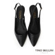 TINO BELLINI 貝里尼 巴西進口 極致簡約真皮尖頭小貓跟露跟鞋FW1V018-1(黑色)