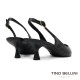 TINO BELLINI 貝里尼 巴西進口 極致簡約真皮尖頭小貓跟露跟鞋FW1V018-1(黑色)