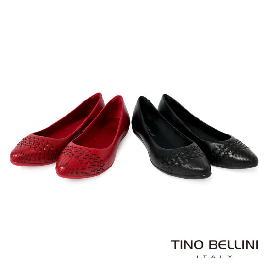 TINO BELLINI 貝里尼 巴西進口 真皮編織尖頭平底鞋FWBT041-1(黑色)