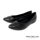 TINO BELLINI 貝里尼 巴西進口 真皮編織尖頭平底鞋FWBT041-1(黑色)