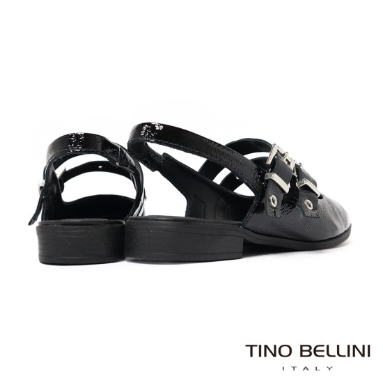 TINO BELLINI 貝里尼 巴西進口甜美個性鉚釘漆皮低跟娃娃鞋FS1T016-1(黑色)