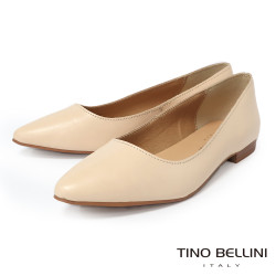 TINO BELLINI 貝里尼 義大利進口素面尖頭平底鞋FSBT012A-03(米色)