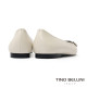 TINO BELLINI 貝里尼 進口羊皮簡約方型飾釦娃娃鞋芭蕾舞鞋FSBV026-0(白色)