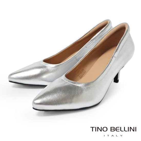 銀色羊皮氣質尖頭高跟鞋 (FSDT016-D)