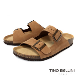 TINO BELLINI 貝里尼 歐洲進口 BIONATURA 腳床舒適鞋 男款 雙飾扣造型 軟木軟底 拖鞋HM0B002A-9