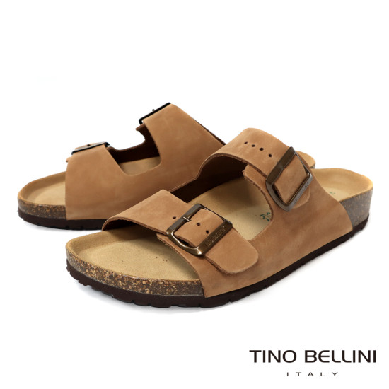 TINO BELLINI 貝里尼 歐洲進口 BIONATURA 腳床舒適鞋 男款 雙飾扣造型 軟木軟底 拖鞋HM0B002A-9